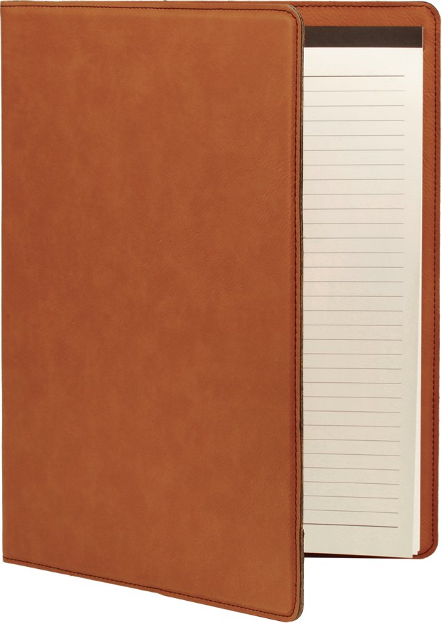 Engraved Leatherette Portfolio with Notepad - Rawhide / Large (9 1/2 x 12 in)