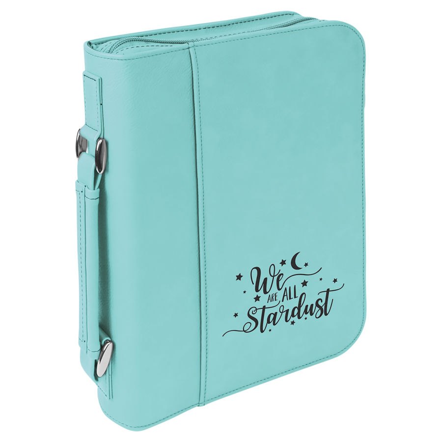 Engraved Leatherette Book and Bible Cover with Handle and Zipper - Teal / 7 1/2 x 10 3/4 in