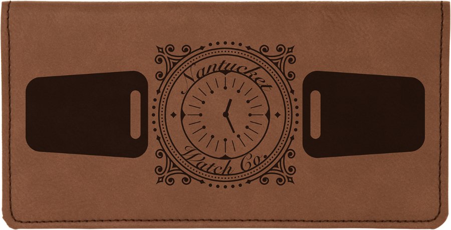 Engraved Leatherette Checkbook Cover - Dark Brown