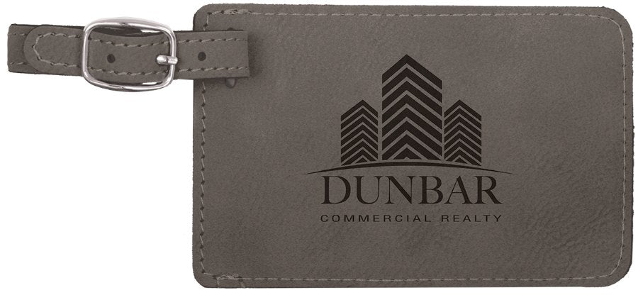 Engraved Leatherette Luggage Tag - Gray