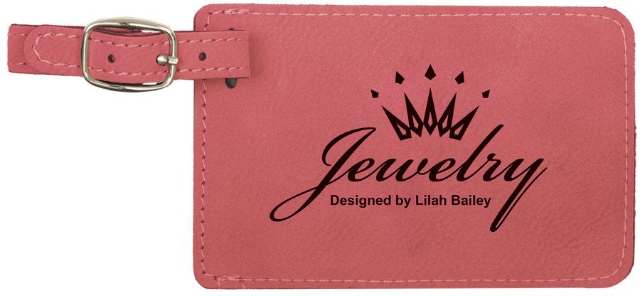 Engraved Leatherette Luggage Tag - Pink