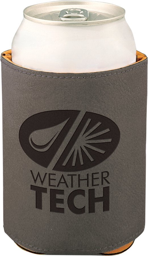 Engraved Leatherette Beverage Holder - Gray