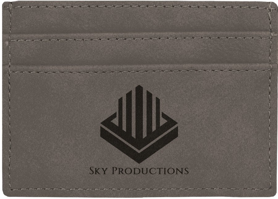 Engraved Leatherette Wallet Clip - Gray