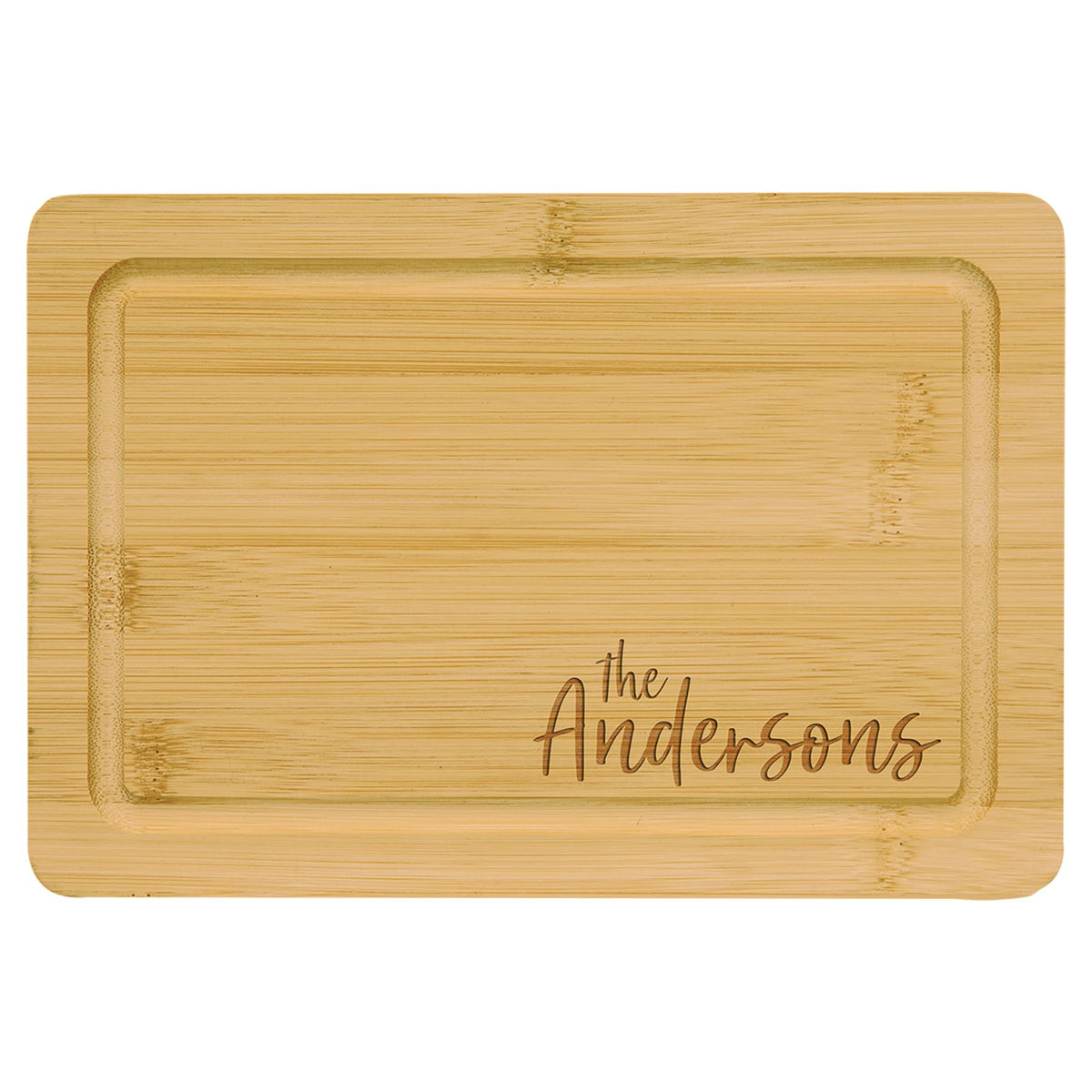 Engraved Bamboo Cutting Board with Drip Ring - 9 x 6 in