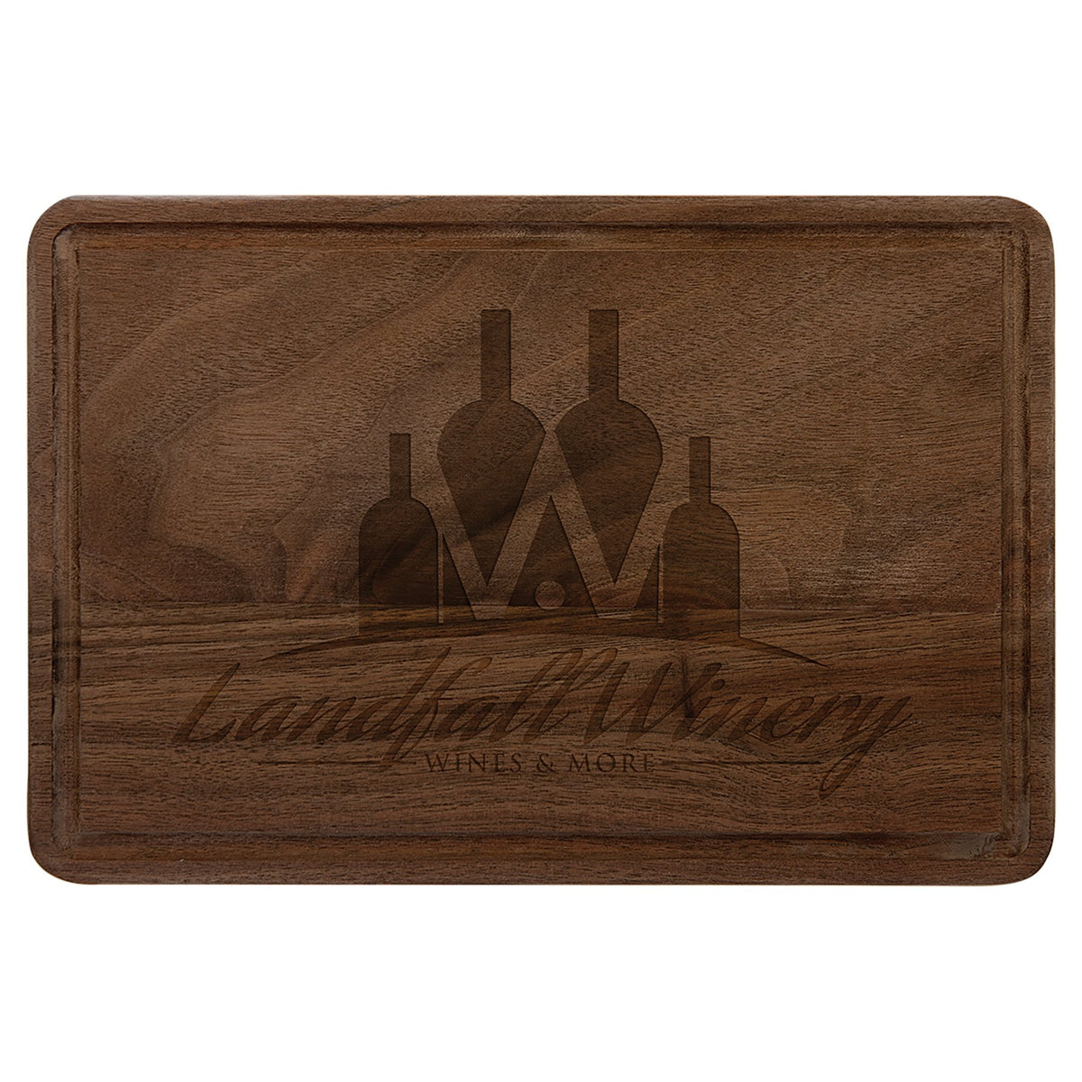 Engraved Walnut Cutting Board with Drip Ring - 9 x 6 in