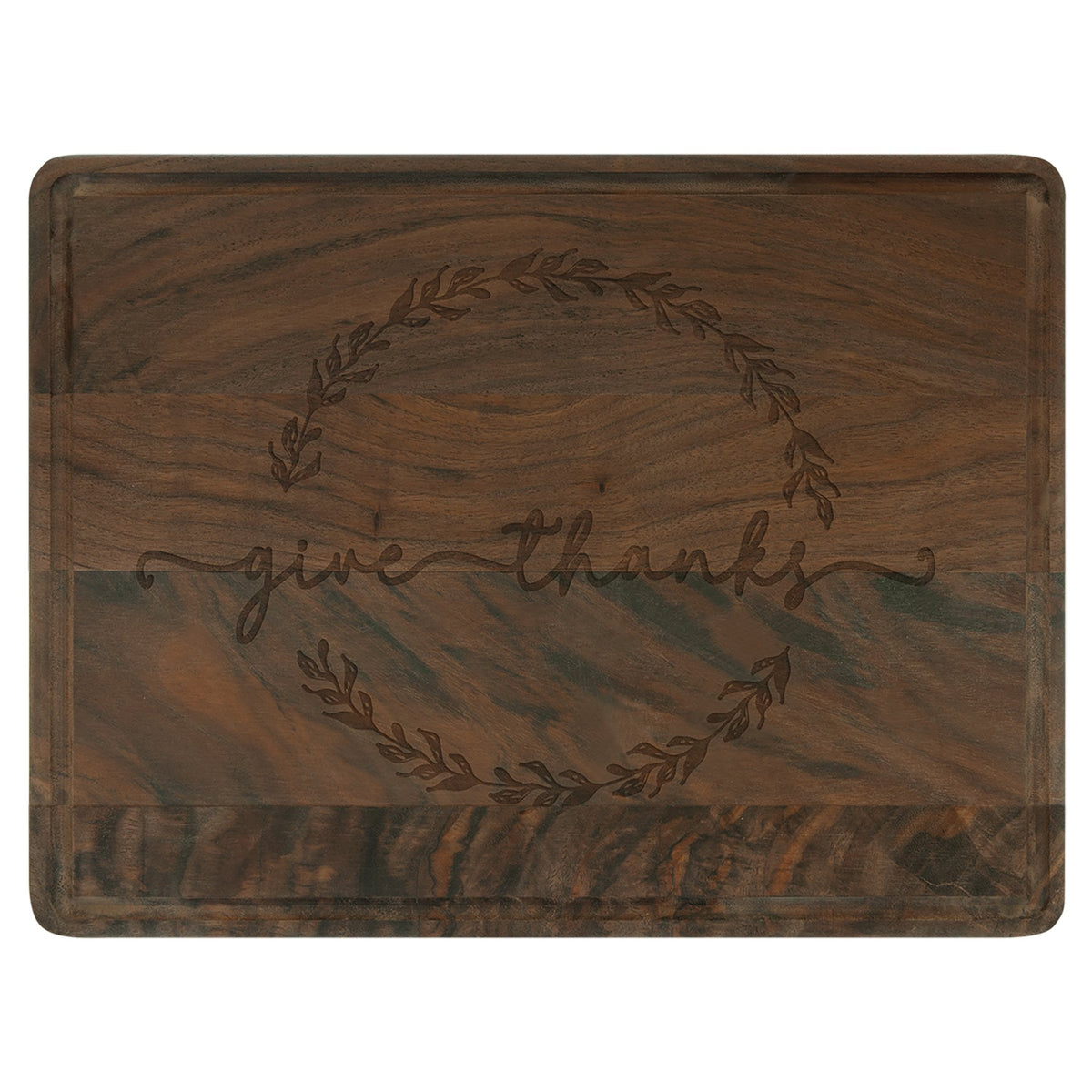 Engraved Walnut Cutting Board with Drip Ring - 11 1/2 x 8 3/4 in