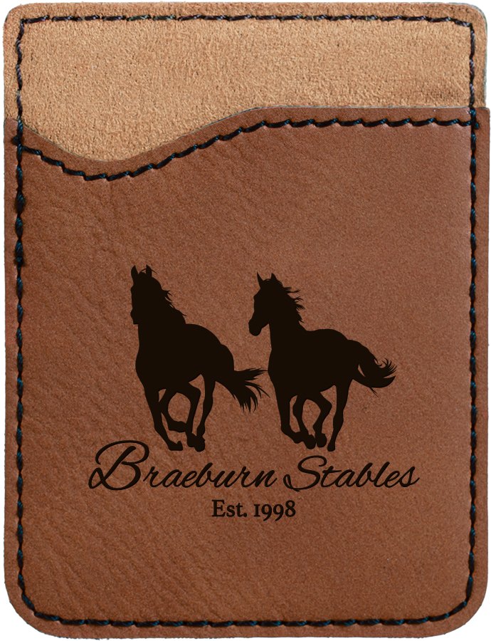 Engraved Leatherette Phone Wallet - Dark Brown