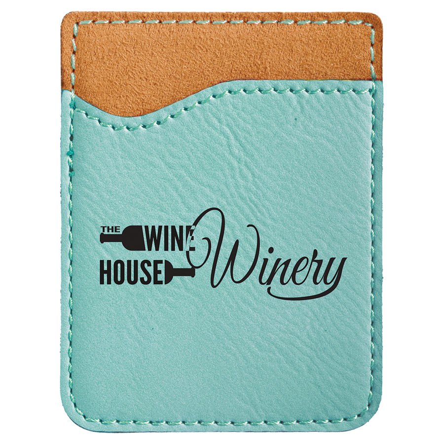 Engraved Leatherette Phone Wallet - Teal