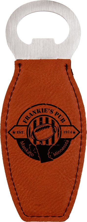 Engraved Leatherette Bottle Opener with Magnet - Rawhide