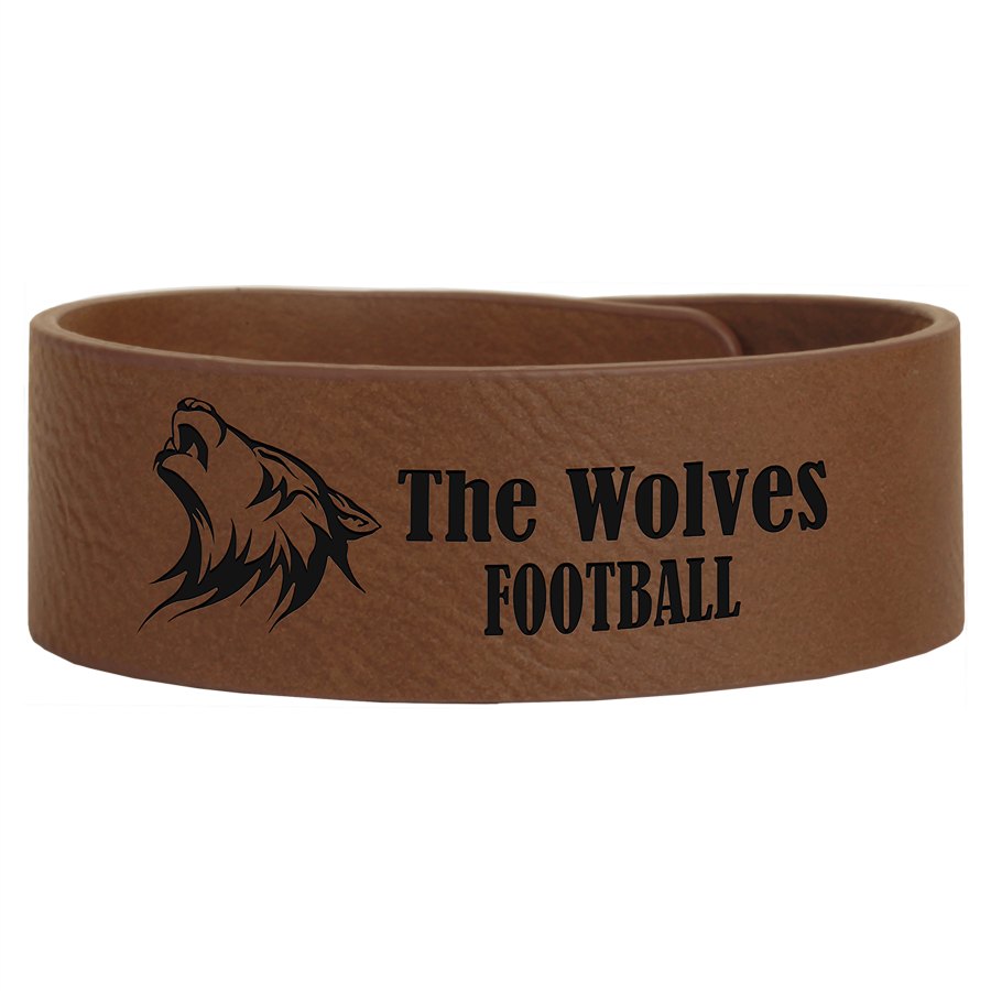 Engraved Leatherette Cuff Bracelet - Dark Brown