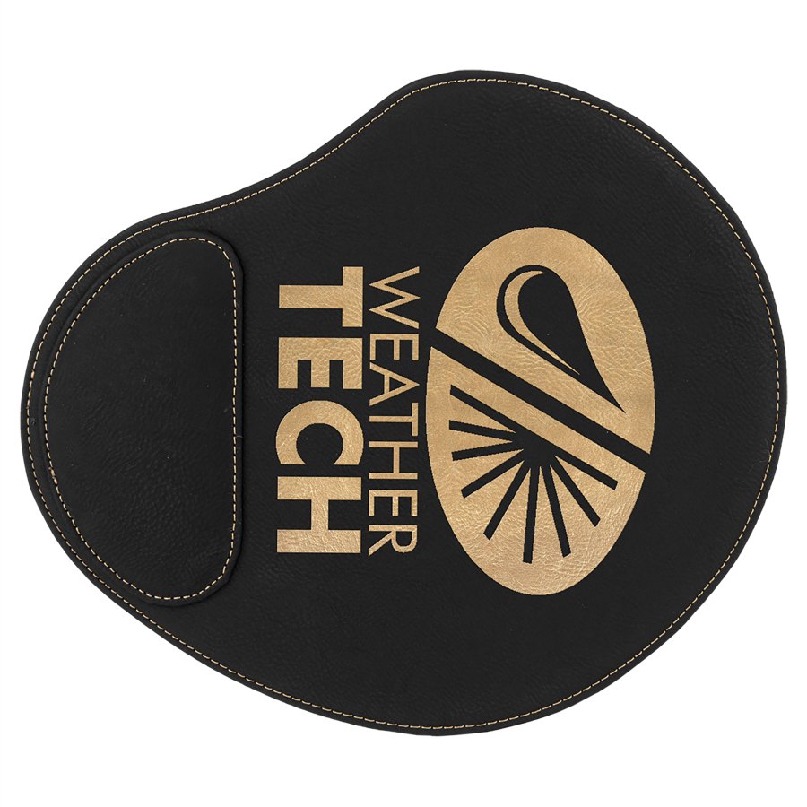 Engraved Leatherette Mouse Pad - Black/Gold