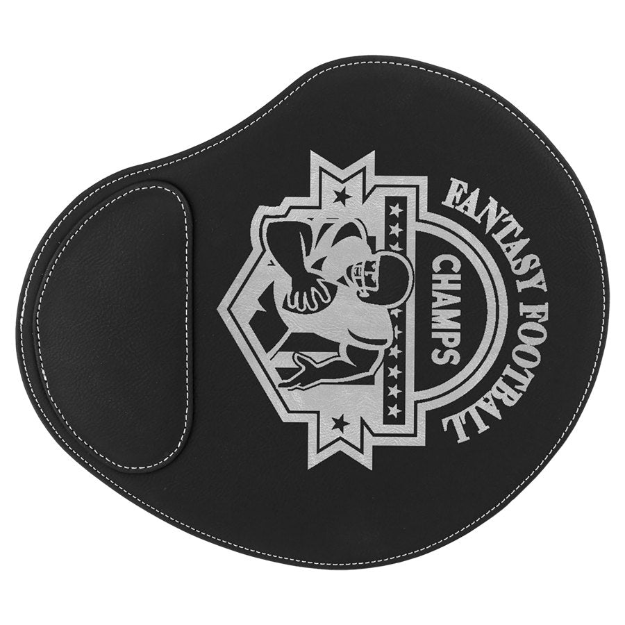 Engraved Leatherette Mouse Pad - Black/Silver