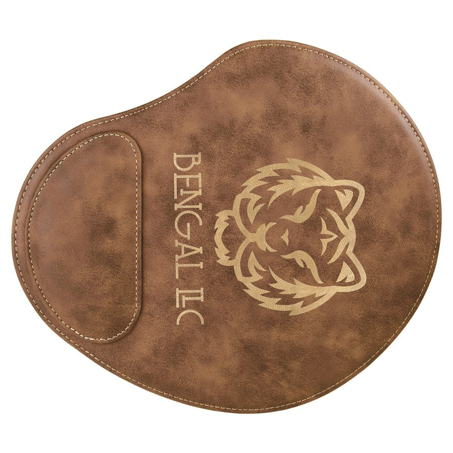 Engraved Leatherette Mouse Pad - Rustic/Gold