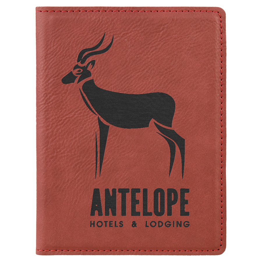 Engraved Leatherette Passport Holder - Rose