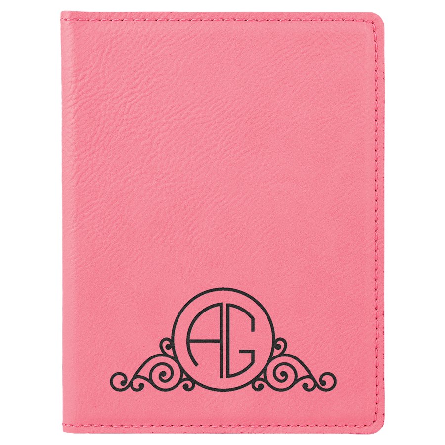 Engraved Leatherette Passport Holder - Pink
