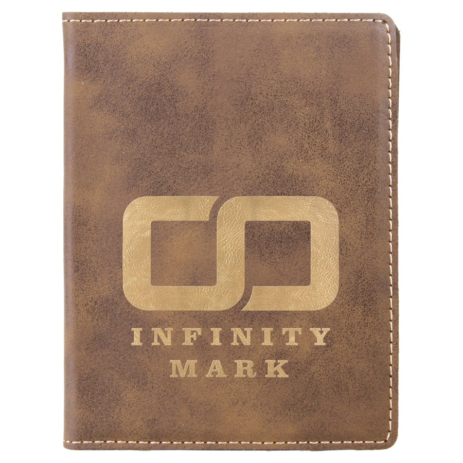 Engraved Leatherette Passport Holder - Rustic/Gold