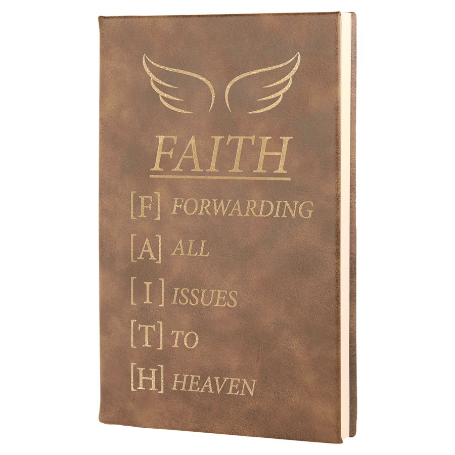 Engraved Leatherette Journal with Lined Notepad - Rustic/Gold / 5 1/4 x 8 1/4 in