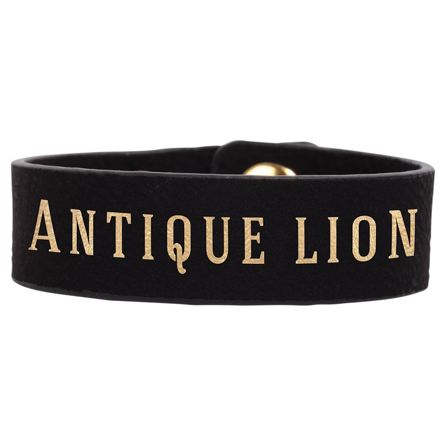 Engraved Leatherette Youth Cuff Bracelet - Black/Gold