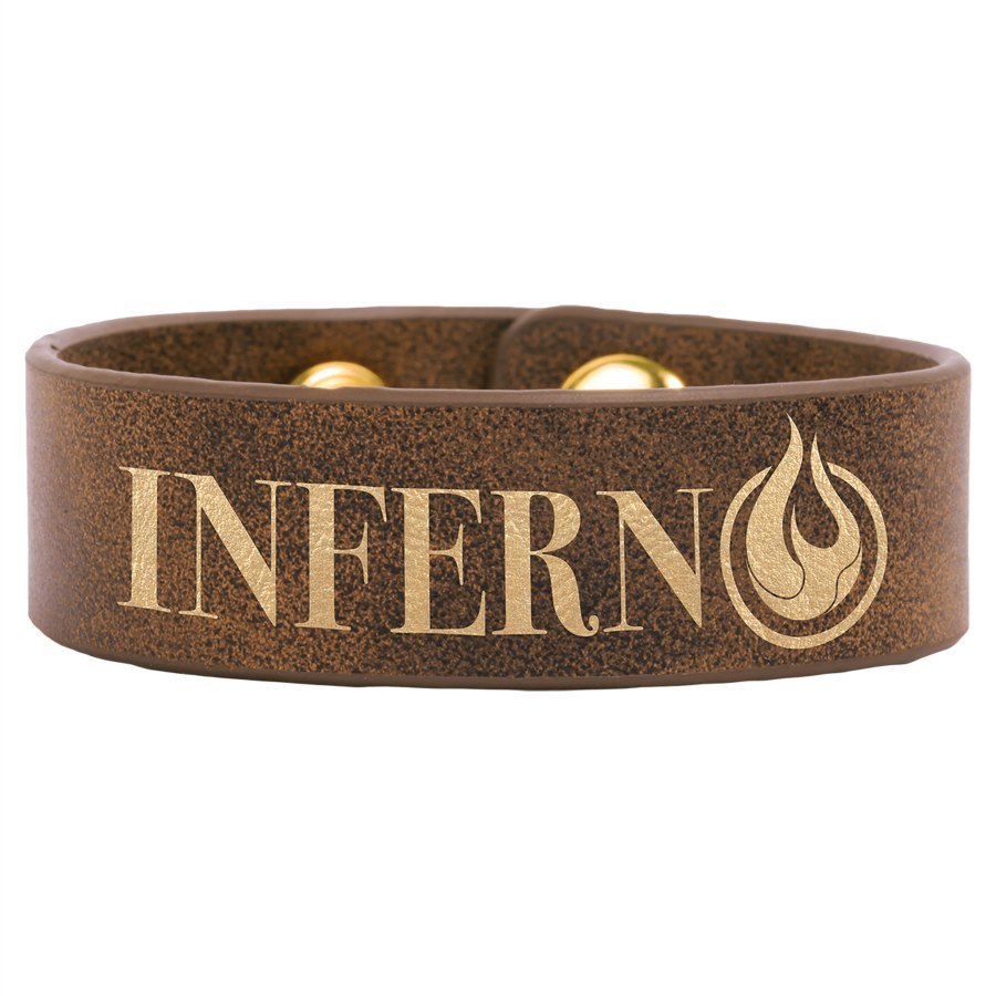 Engraved Leatherette Youth Cuff Bracelet - Rustic/Gold
