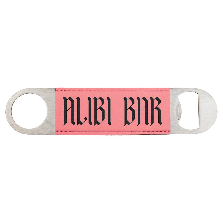 Engraved Leatherette Bottle Opener - Pink