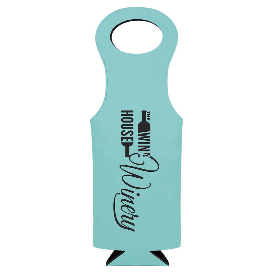 Engraved Leatherette Wine Bag - Teal