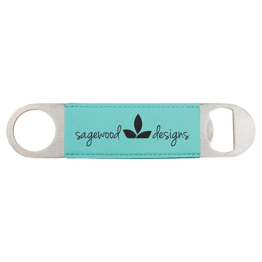 Engraved Leatherette Bottle Opener - Teal