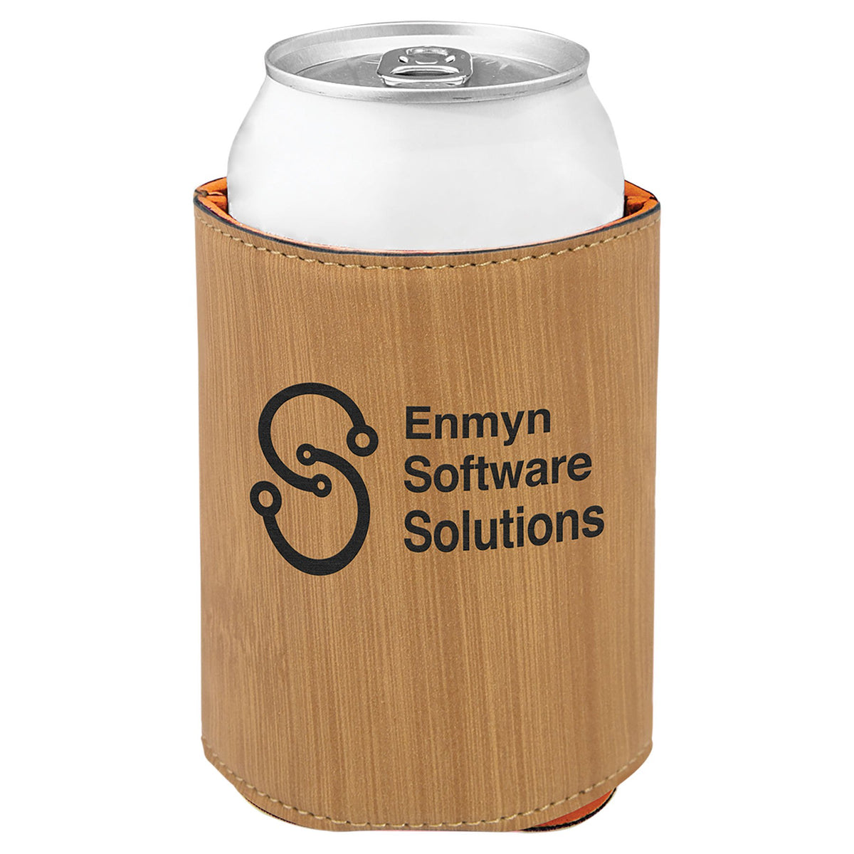 Engraved Leatherette Beverage Holder - Bamboo