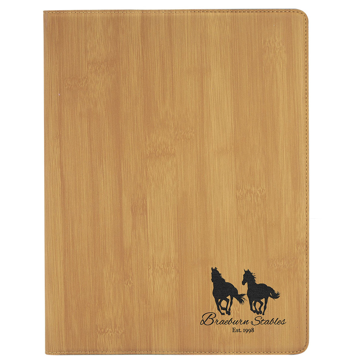 Engraved Leatherette Portfolio with Notepad - Bamboo / Large (9 1/2 x 12 in)
