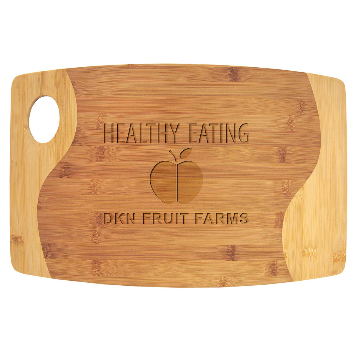 Engraved Bamboo Two-Tone Cutting Board with Handle - 17 3/4 x 11 3/4 in