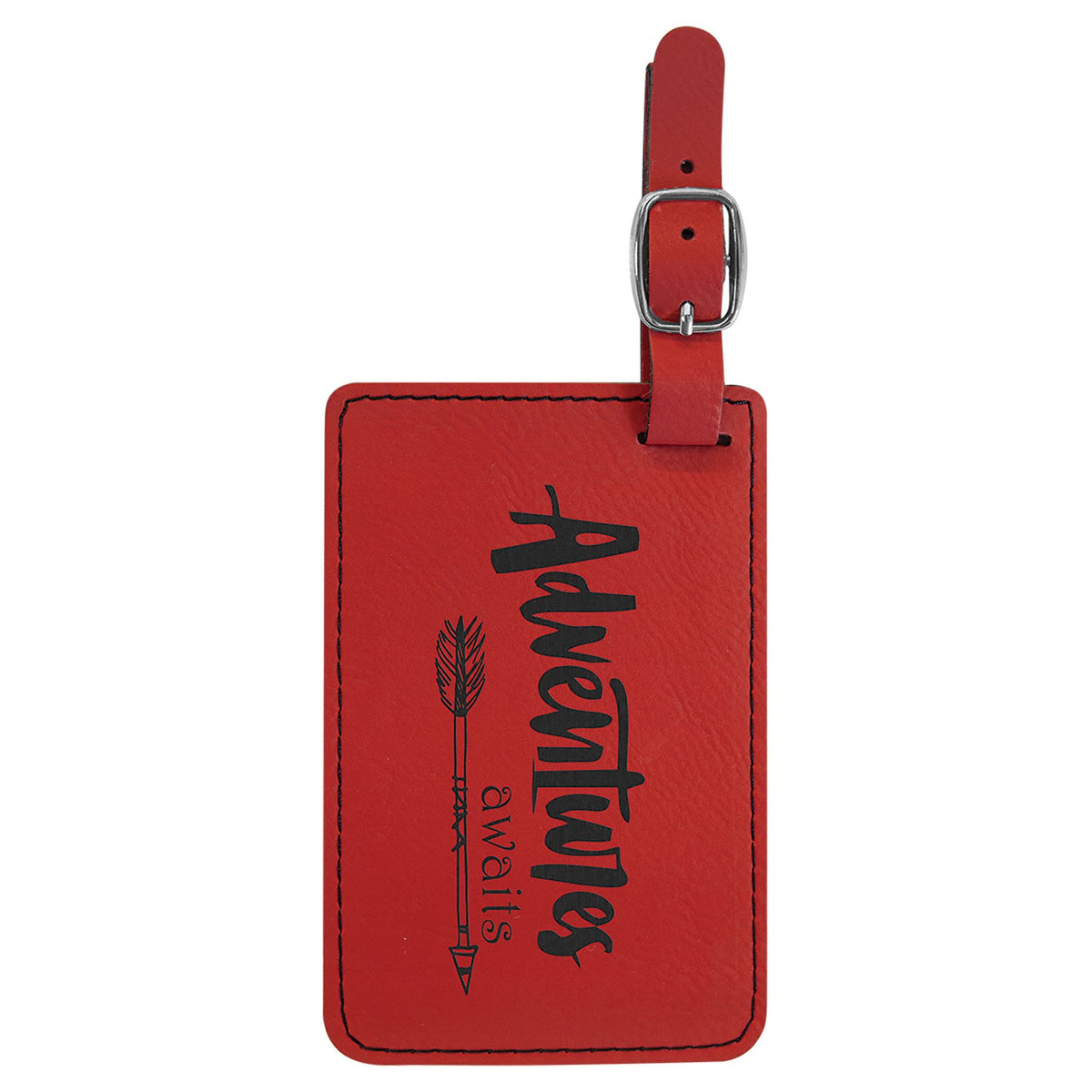 Engraved Leatherette Luggage Tag - Red