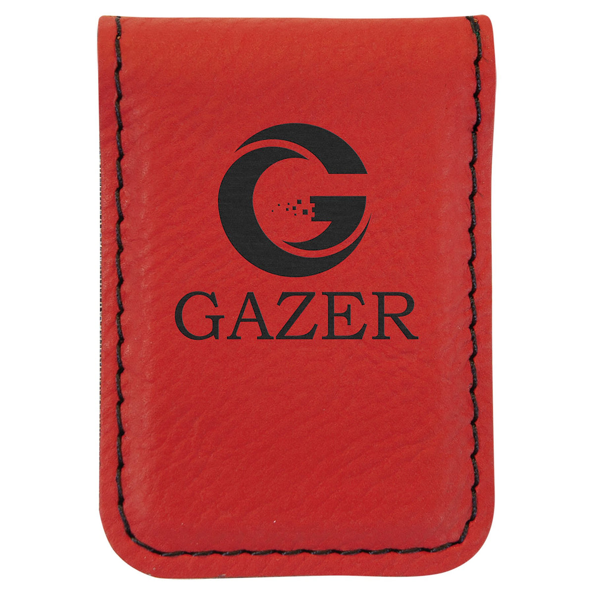 Engraved Leatherette Money Clip - Red