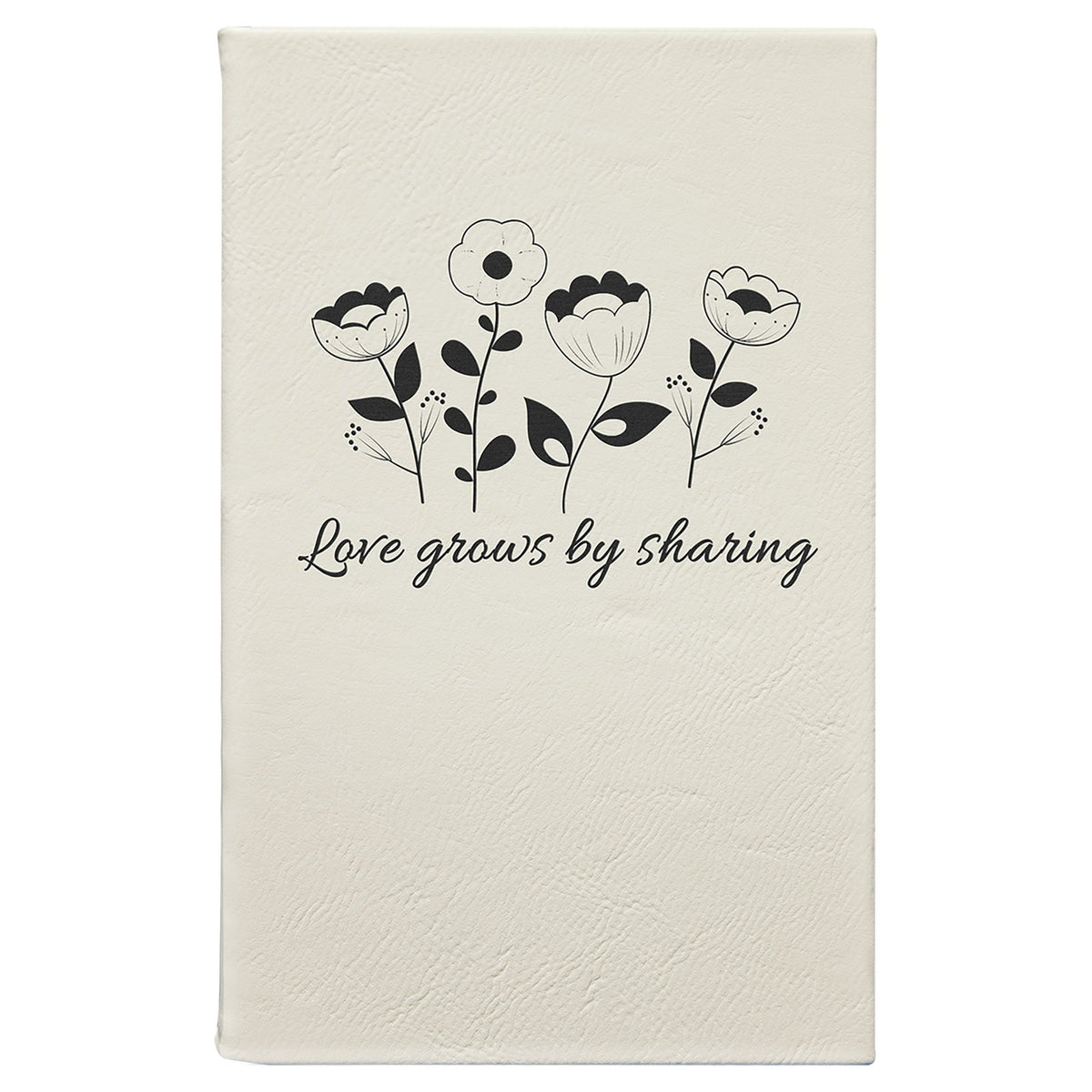 Engraved Leatherette Journal with Lined Notepad - White / 5 1/4 x 8 1/4 in