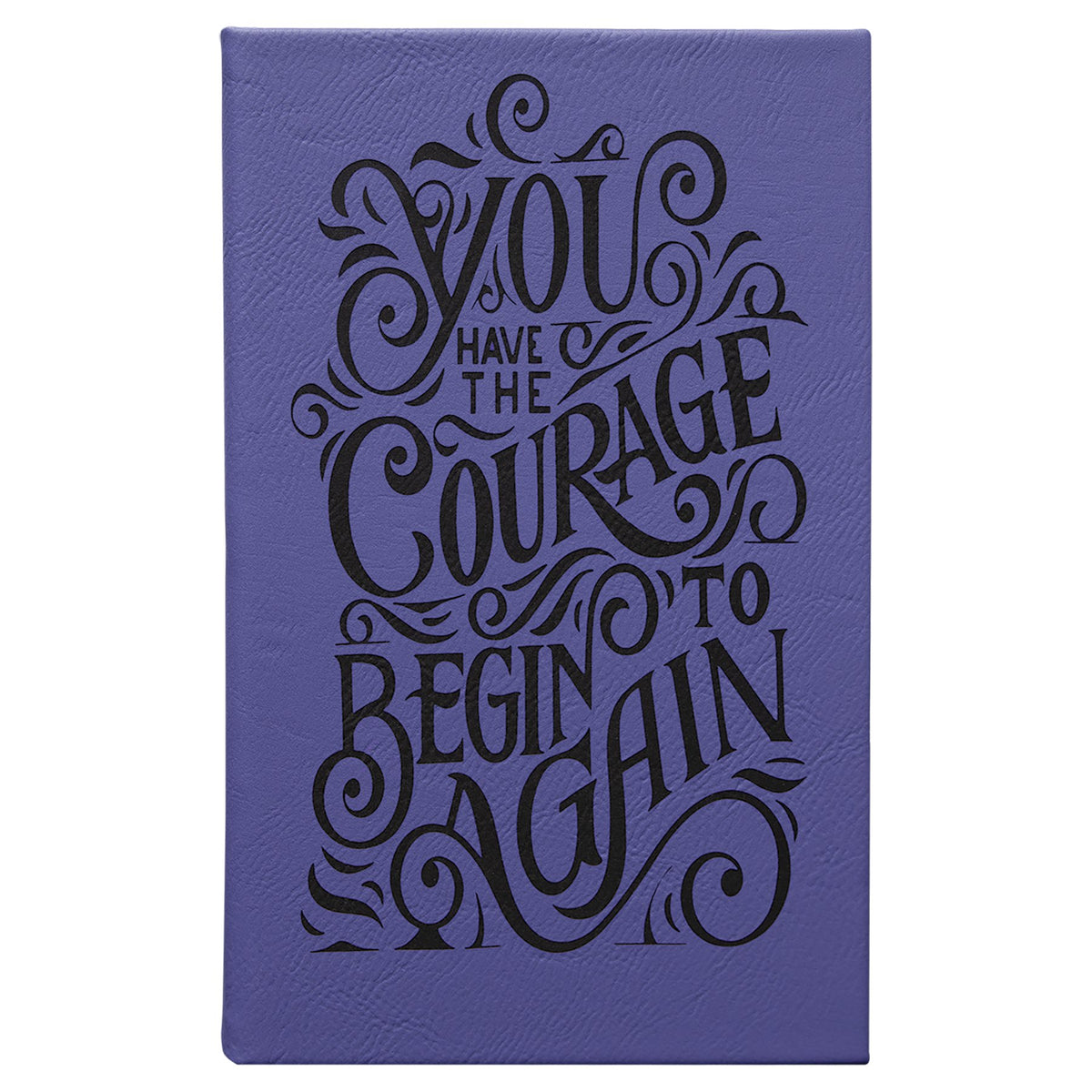 Engraved Leatherette Journal with Lined Notepad - Purple / 5 1/4 x 8 1/4 in