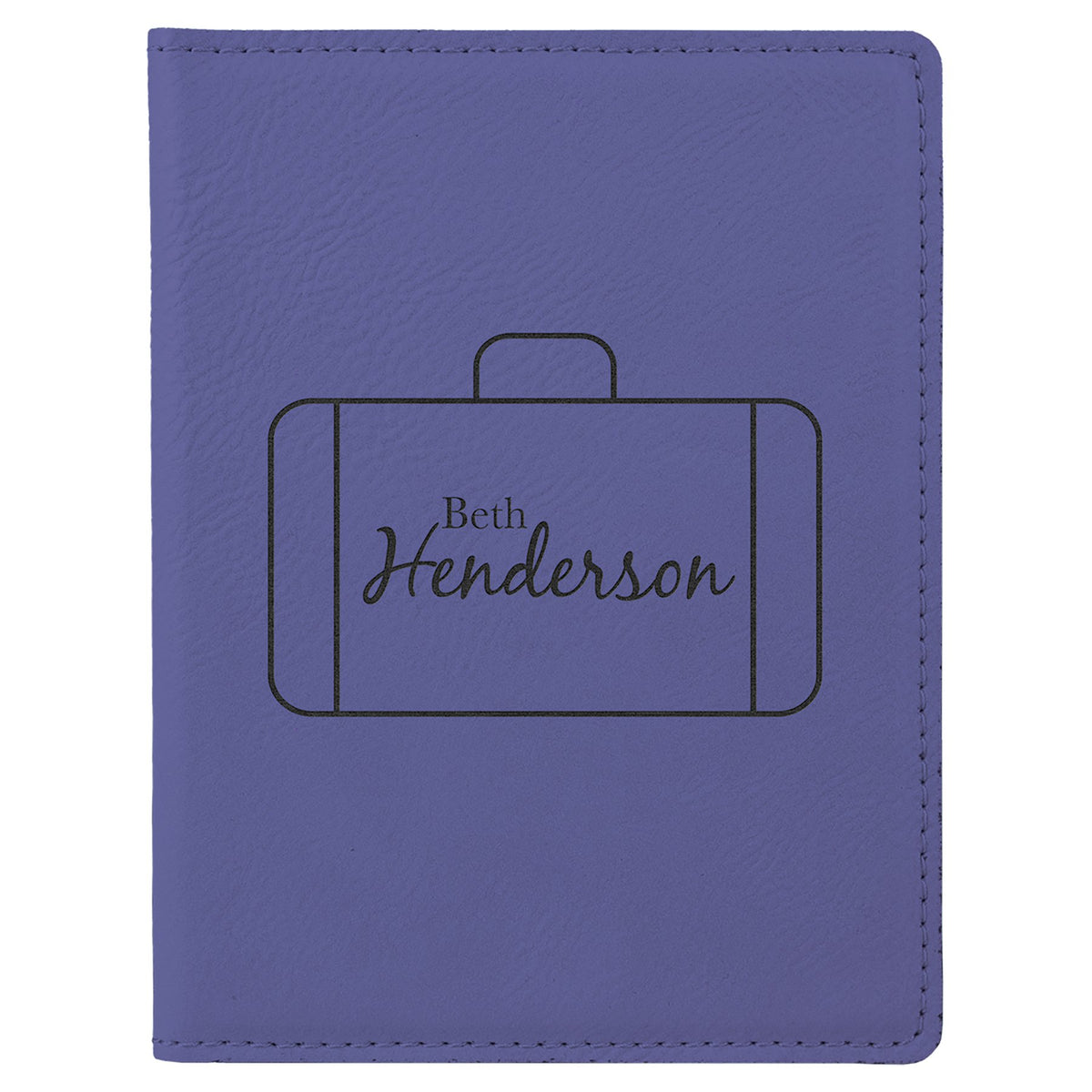 Engraved Leatherette Passport Holder - Purple
