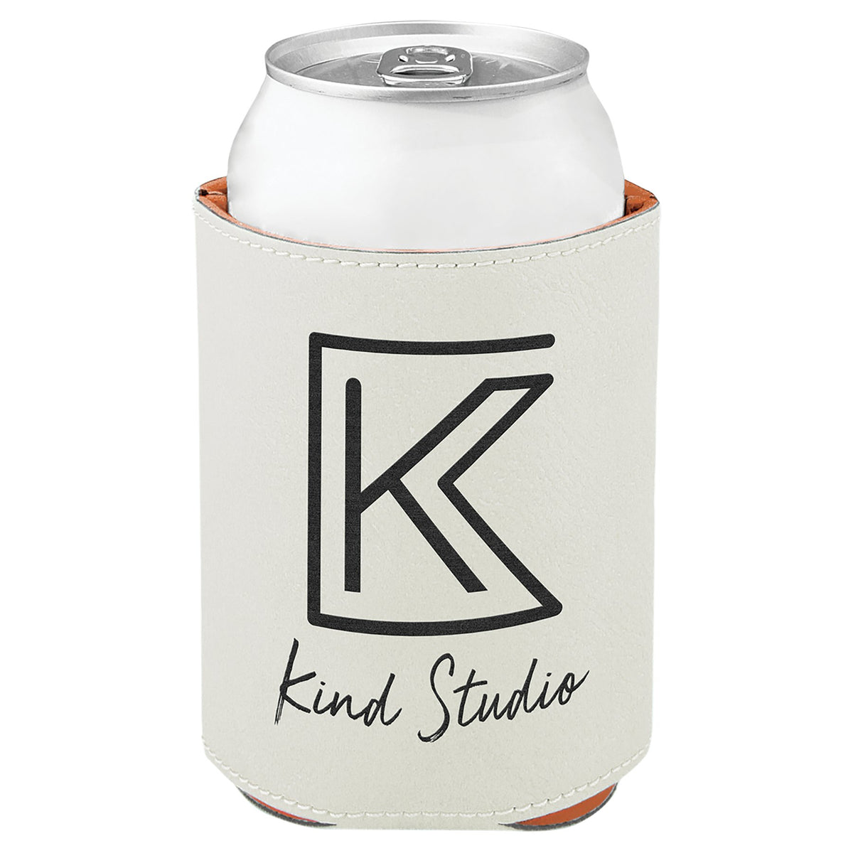Engraved Leatherette Beverage Holder - White