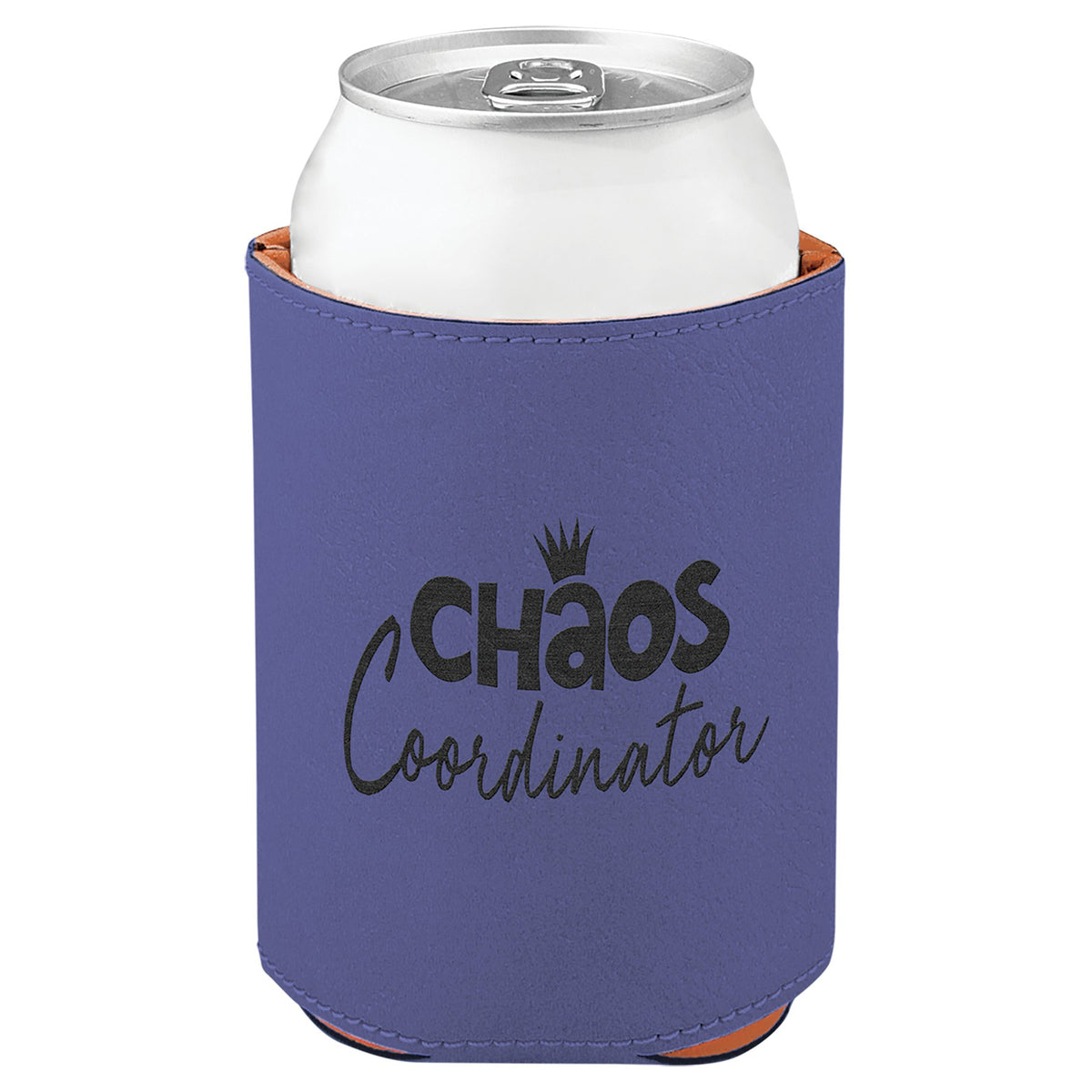 Engraved Leatherette Beverage Holder - Purple