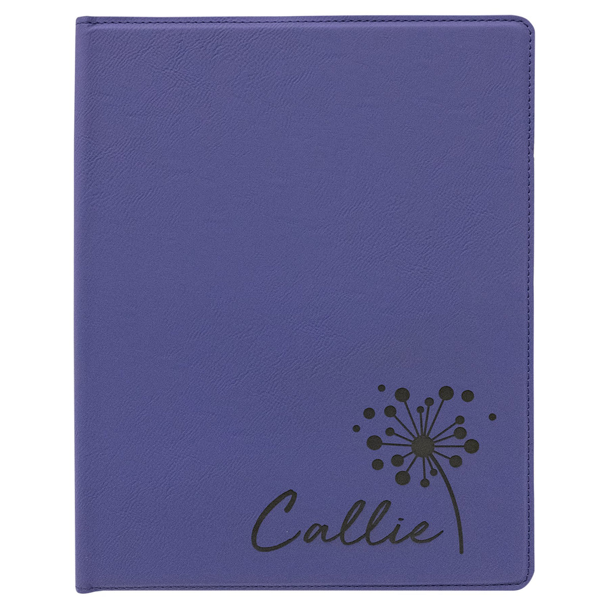 Engraved Leatherette Portfolio with Notepad - Purple / Large (9 1/2 x 12 in)