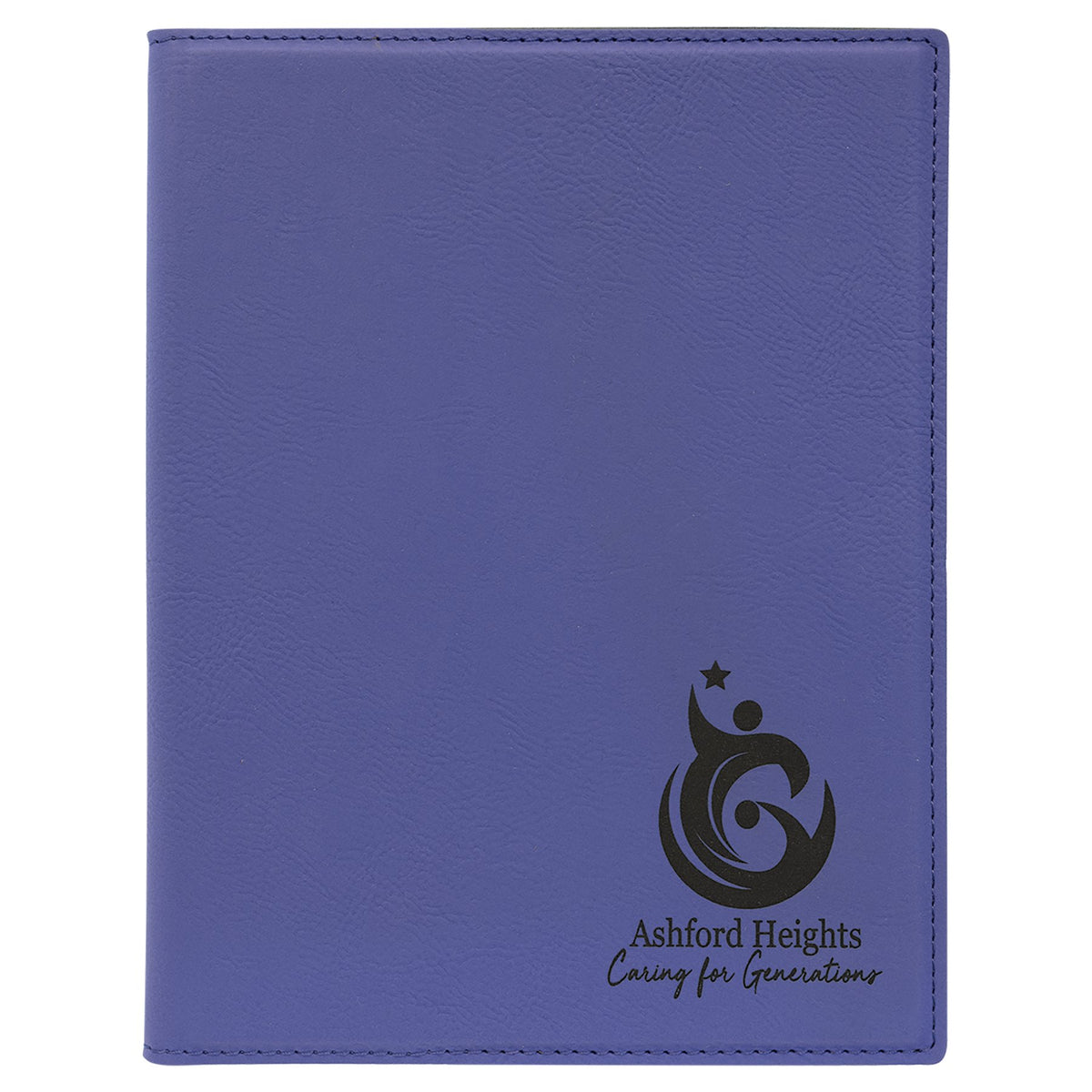 Engraved Leatherette Portfolio with Notepad - Purple / Small (7 x 9 in)