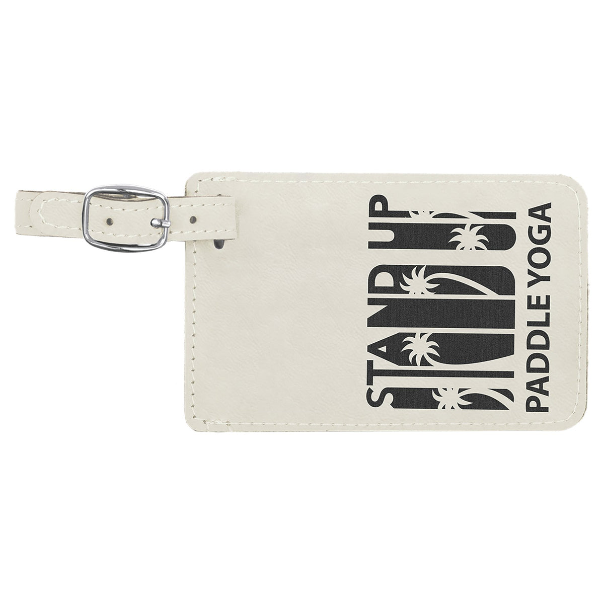 Engraved Leatherette Luggage Tag - White