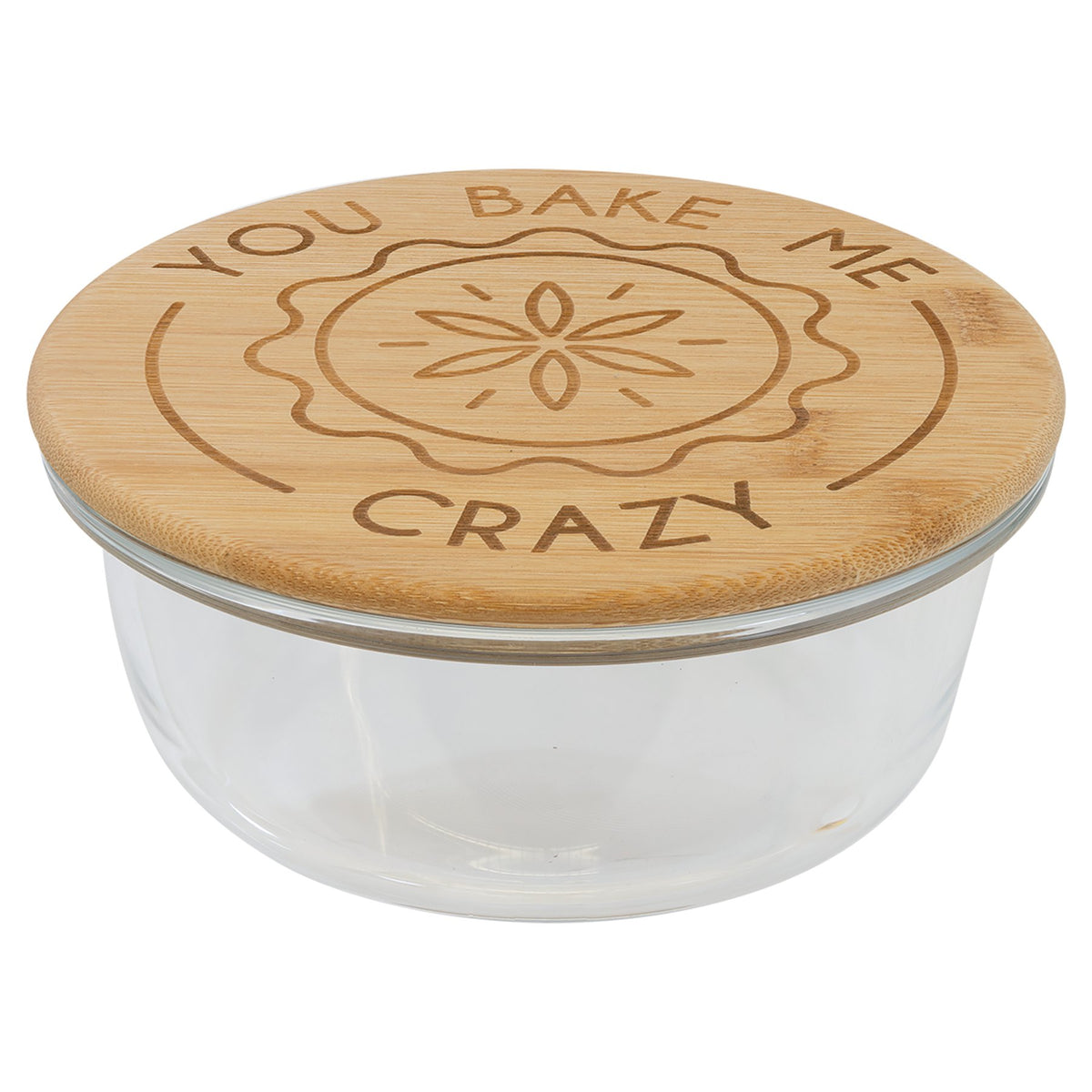 Engraved Round Glass Container with Bamboo Lid - 21 oz