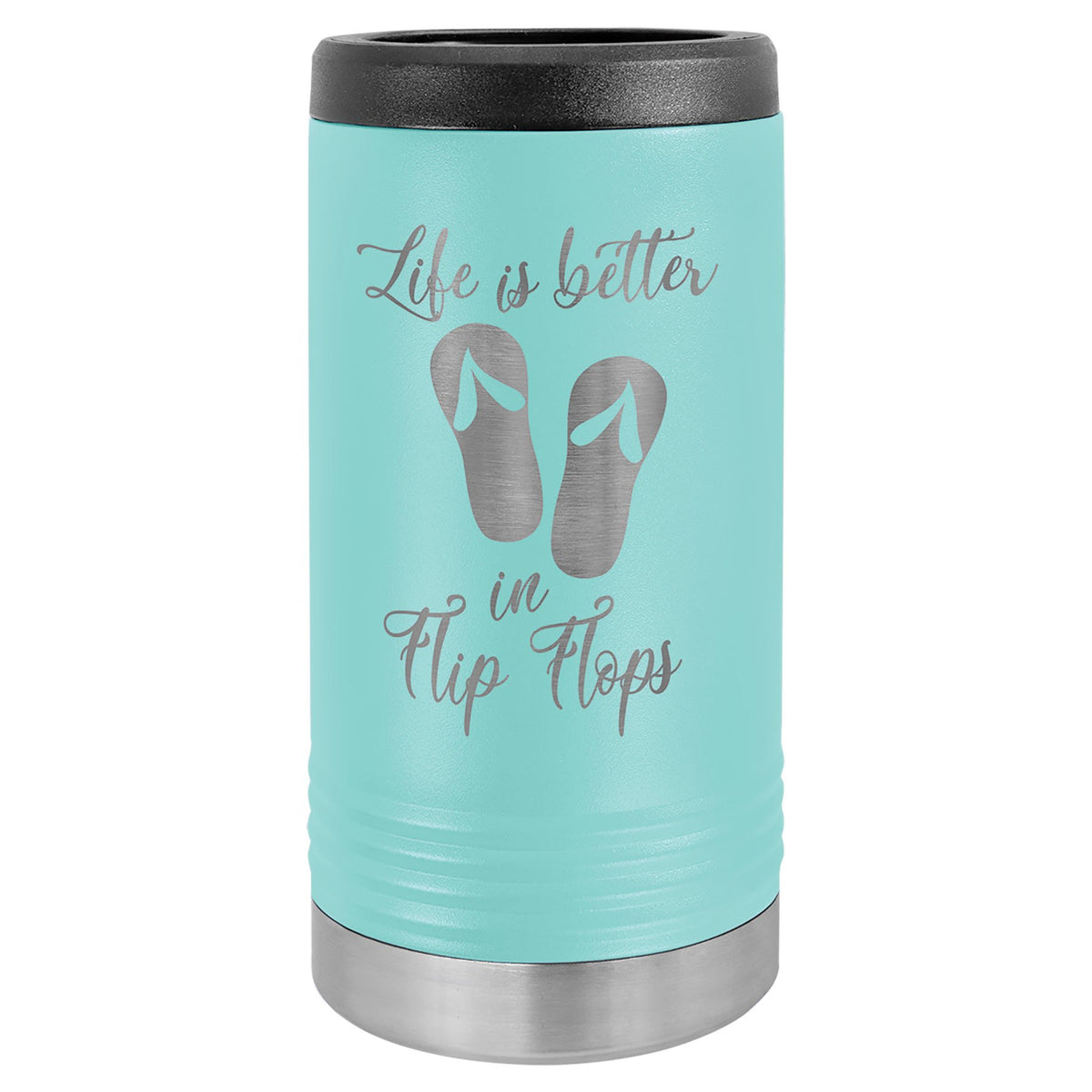 Engraved Polar Camel Slim Beverage Holder - Teal
