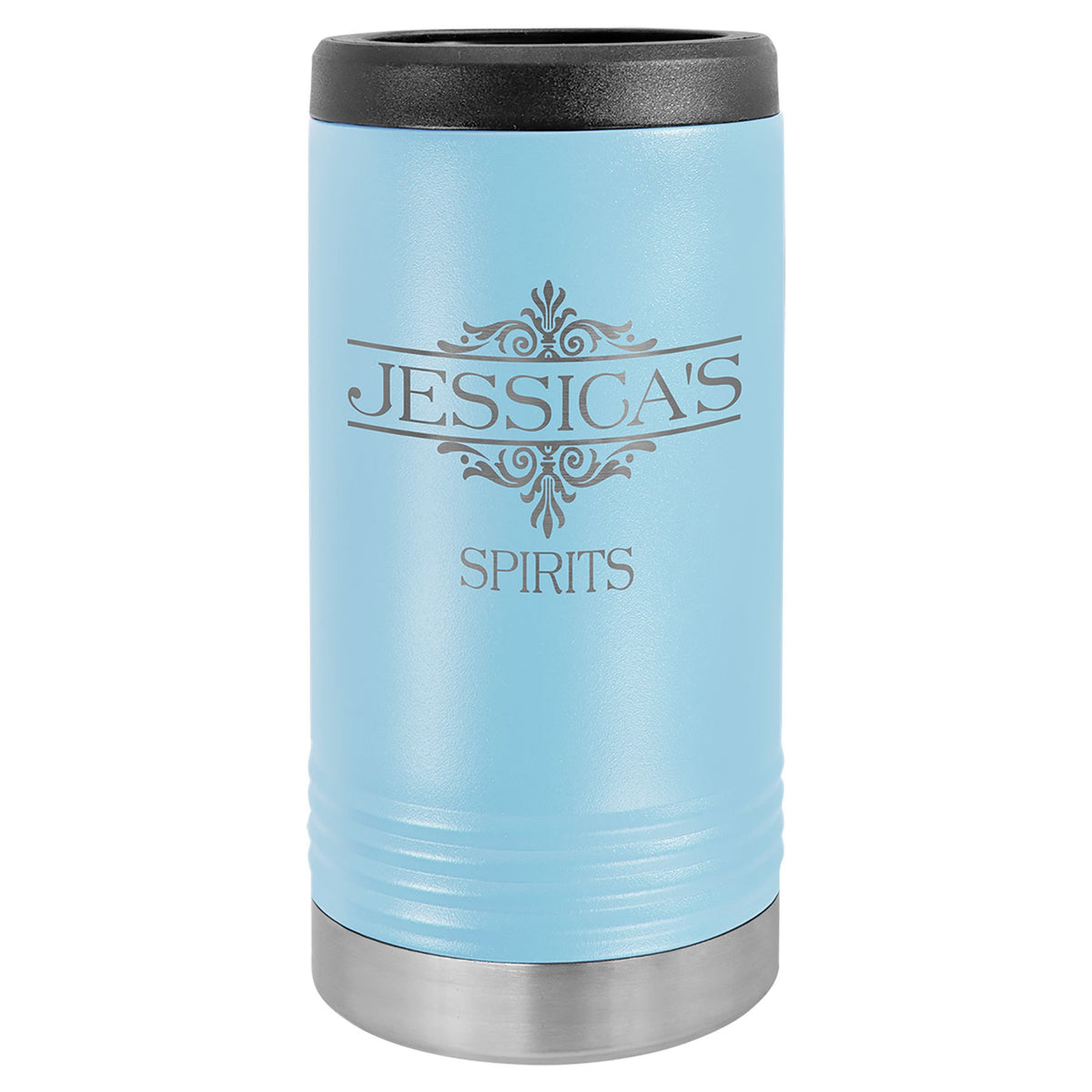 Engraved Polar Camel Slim Beverage Holder - Light Blue