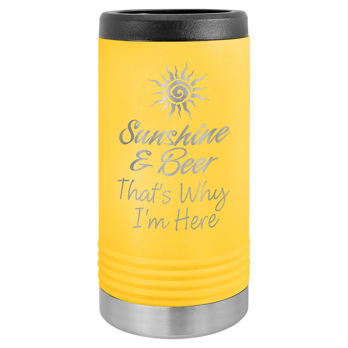 Engraved Polar Camel Slim Beverage Holder - Yellow