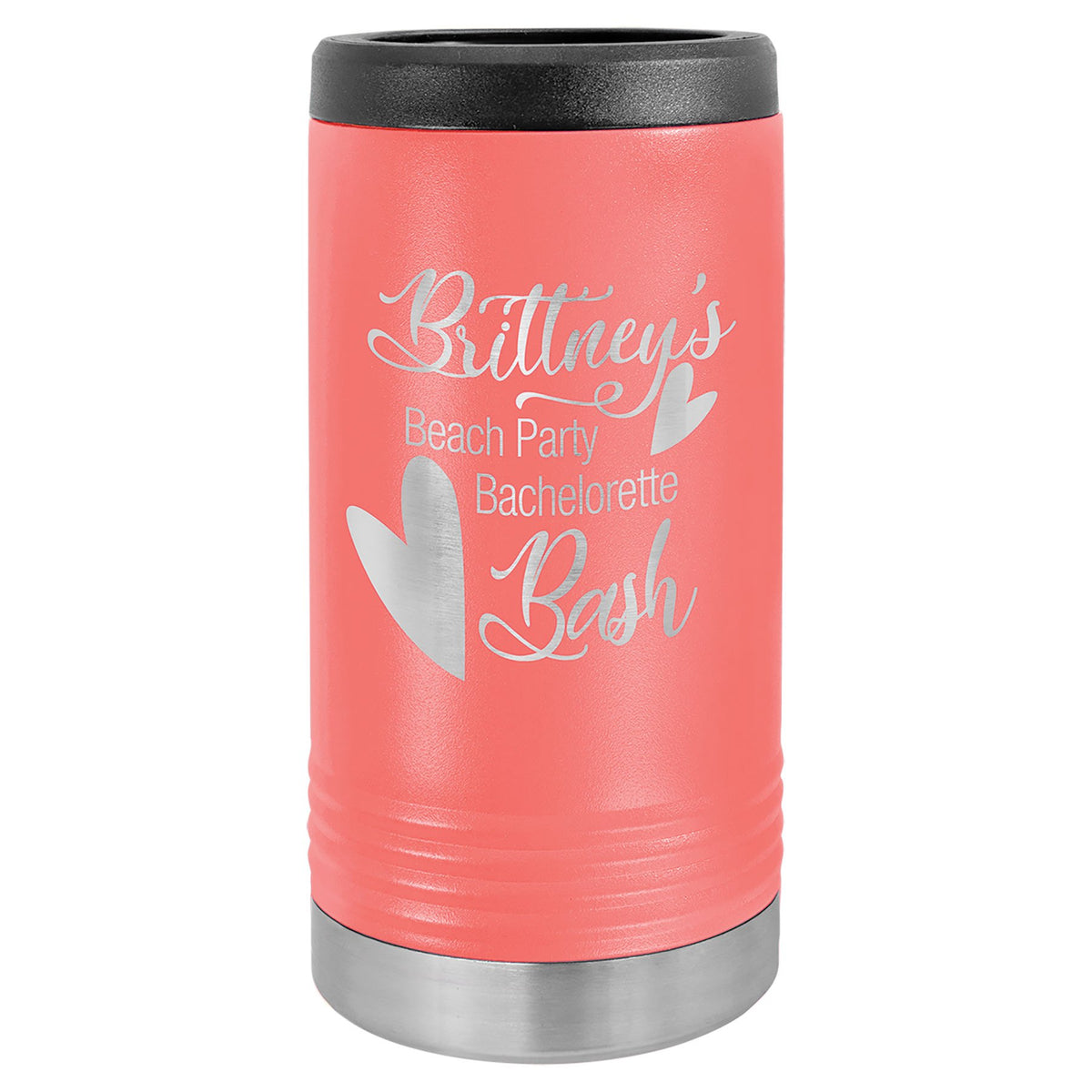 Engraved Polar Camel Slim Beverage Holder - Coral