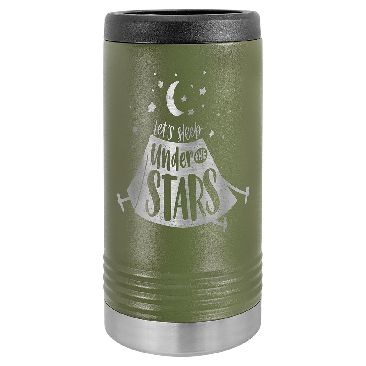 Engraved Polar Camel Slim Beverage Holder - Olive Green