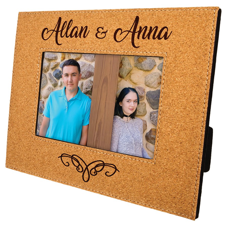 Engraved Leatherette Photo Frame - Cork / 4 x 6 in