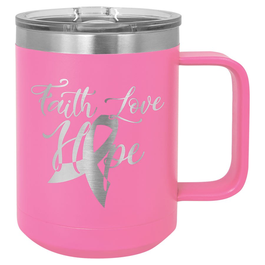 Engraved Polar Camel 15 oz Vacuum Insulated Mug with Slider Lid - Pink