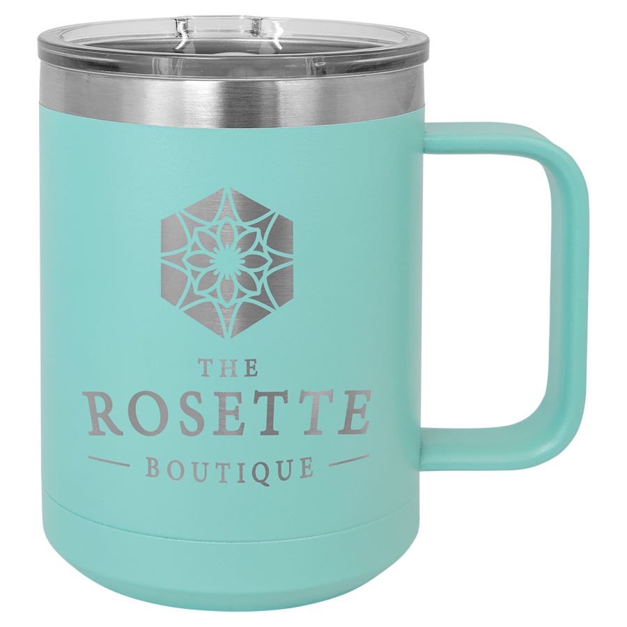 Engraved Polar Camel 15 oz Vacuum Insulated Mug with Slider Lid - Teal