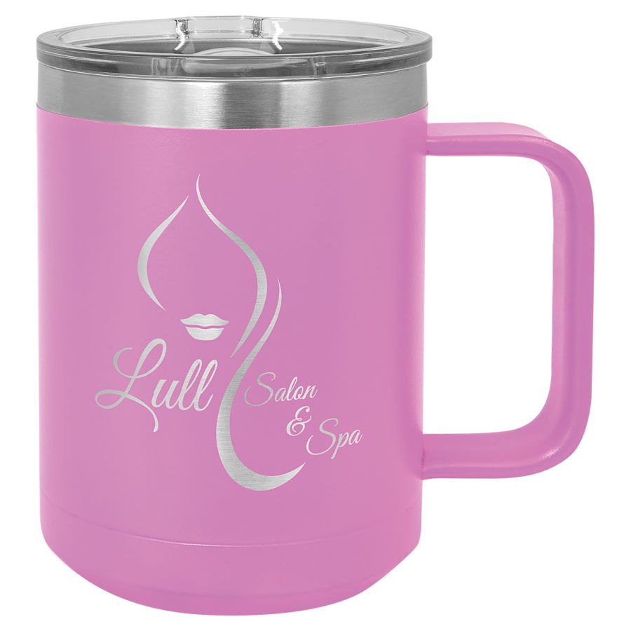 Engraved Polar Camel 15 oz Vacuum Insulated Mug with Slider Lid - Light Purple