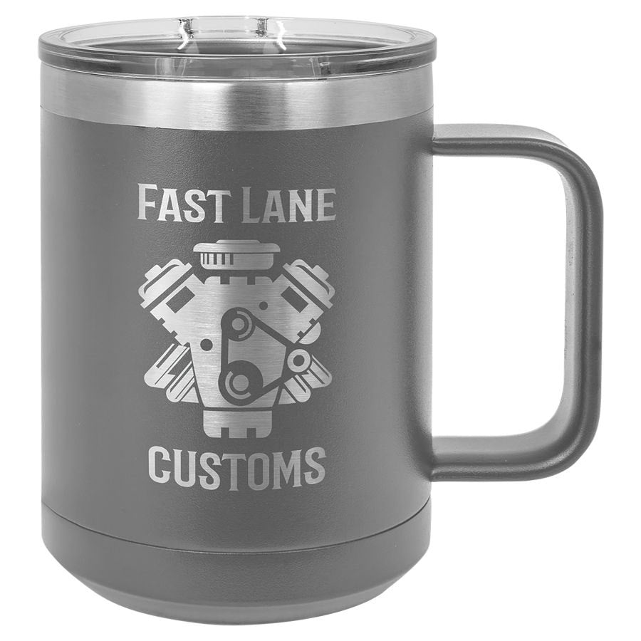Engraved Polar Camel 15 oz Vacuum Insulated Mug with Slider Lid - Dark Gray